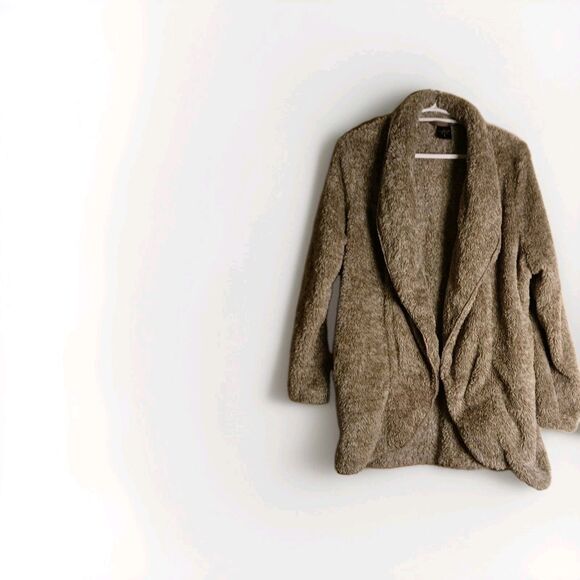 Cuddl Duds Super Soft Fuzzy Cardigan W/Pockets Light Brown Womens Large Soft - Picture 2 of 16